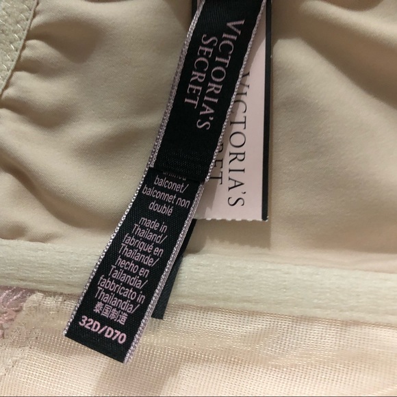NWT VICTORIA’S SECRET 32D & XSMALL BRA & CHEEKINI DREAM ANGELS SATIN & LACE TRIM - Picture 8 of 9